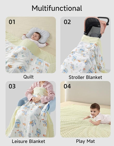 Baby double blankets with dotted backing