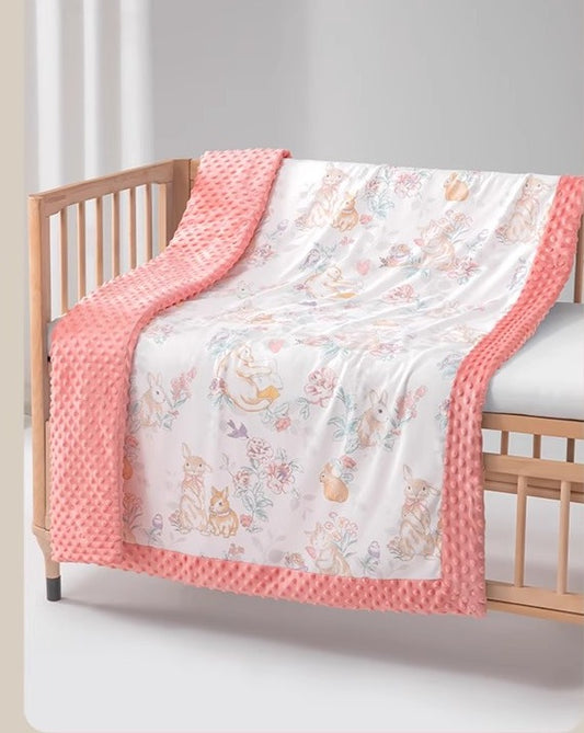Baby double blankets with dotted backing